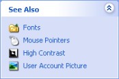 See Also window in control panel for windows XP